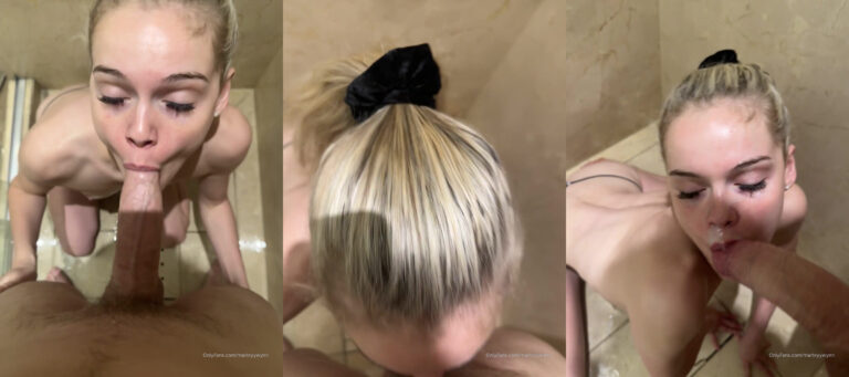 Marley Wynn hace una mamada en la ducha y recibe un facial