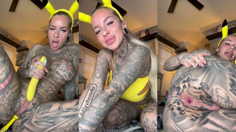 Sesión temática de coño y consolador anal de GymGamerGirl’s Pikachu