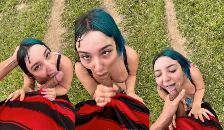 Belle Belinha da una mamada descuidada al aire libre