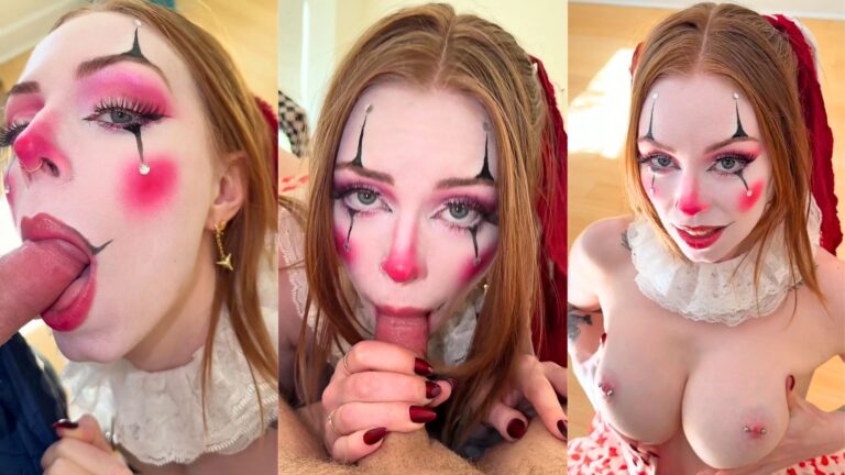Ivory Fox Gives A Sloppy Head As A Clown