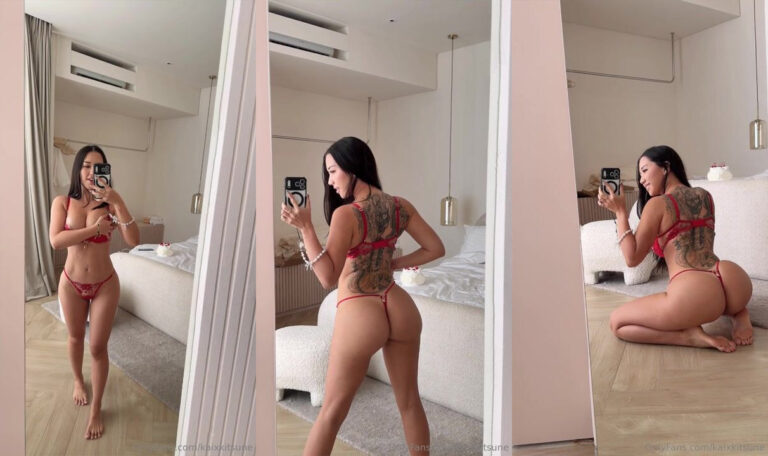 Kaia Kitsune Doing Sexy Poses In The Mirror