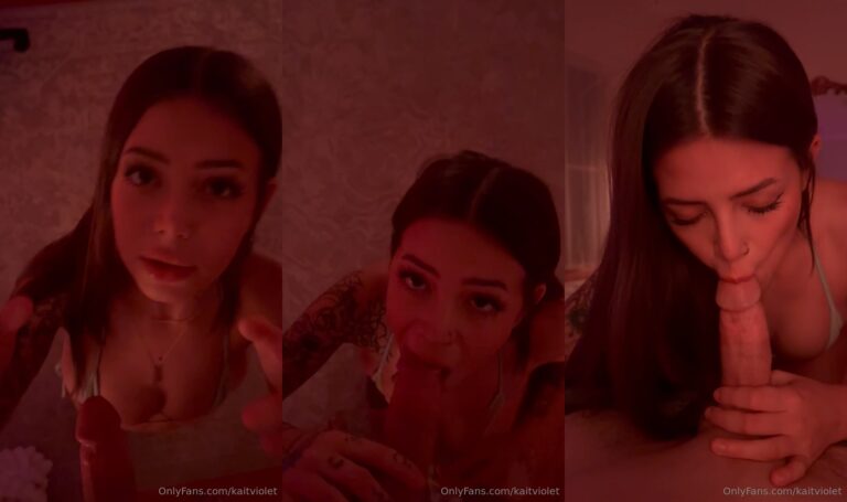 Kait Violet hace una mamada en un cuarto oscuro