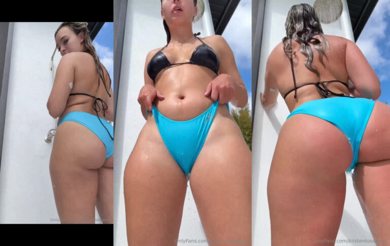 Kirstentoosweet se baña en una ducha al aire libre
