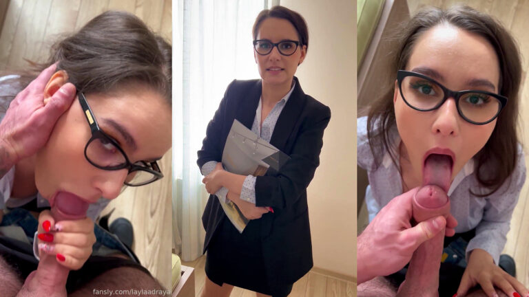La agente inmobiliaria Laylaadraya chupa la polla de su cliente