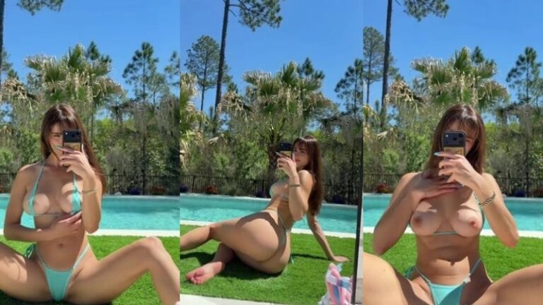 Natalie Roush se burla junto a la piscina
