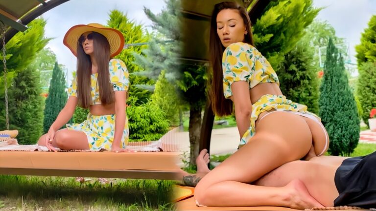 Sexo en un parque suburbano en un día soleado mientras los pájaros cantan