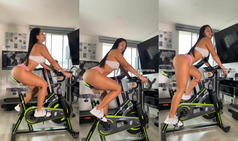 Steffy Moreno se masturba en bicicleta estática con un consolador