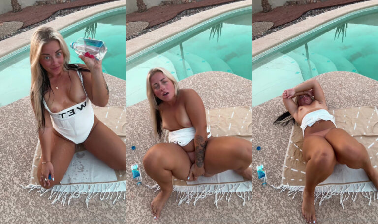 Zonamaeee dedos su coño junto a la piscina