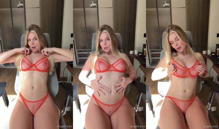 Busty Blonde’s Lingerie Tease In The Office