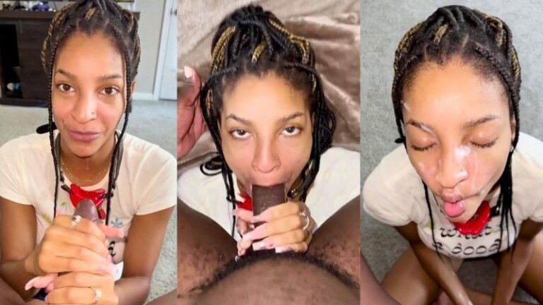Foxy Brown Gives BJ And Gets Her Face Full Of Cum